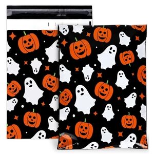 25 Pack Halloween Poly Mailers 10x13 Pumpkin Ghost Spooky Shipping Bags‎ Black